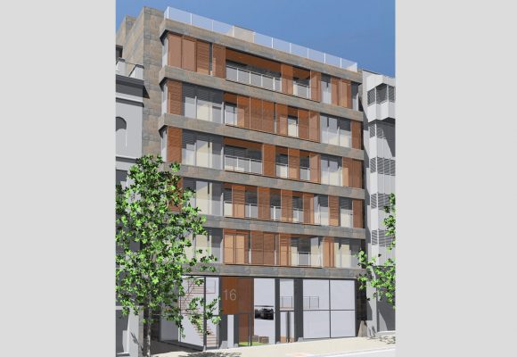 Edifici d’habitatges i despatxos. Carrer Mossèn Cinto Verdaguer. Vic