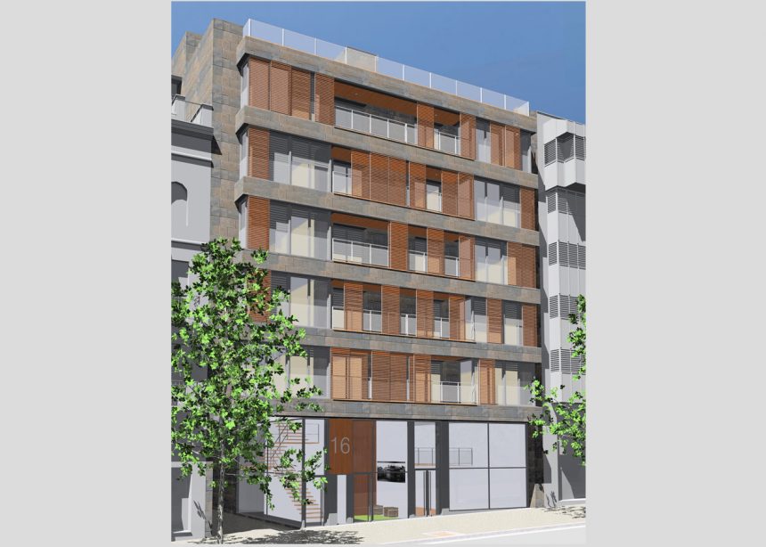 Edifici d’habitatges i despatxos. Carrer Mossèn Cinto Verdaguer. Vic